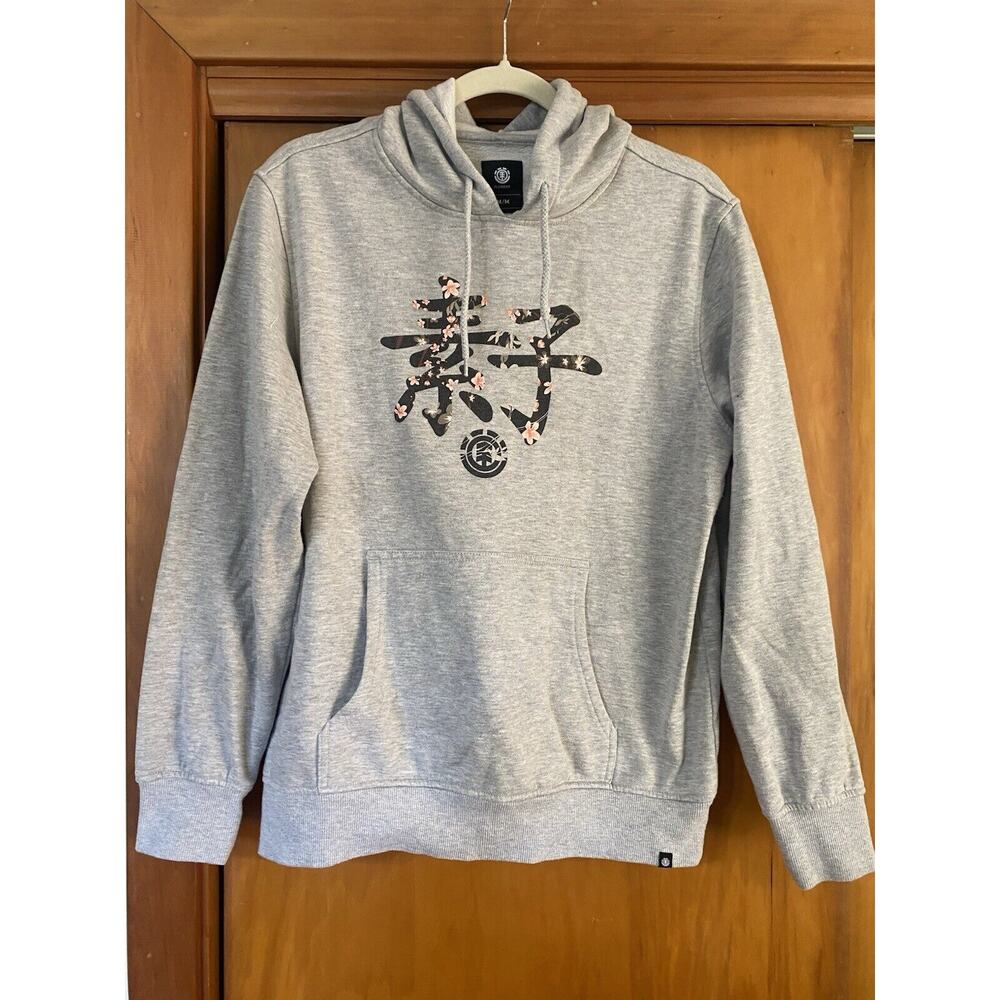 Element | Gray Pullover Hoodie Cherry Blossom Graphic Design / Logo - Med